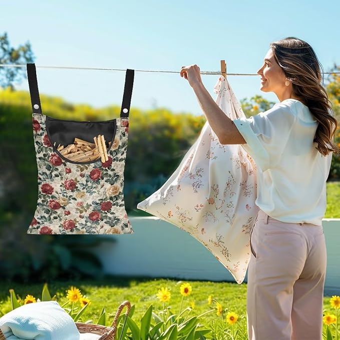 2 Pcs Rose Clothespin Laundry Bag, Clothes Lines - Image 2