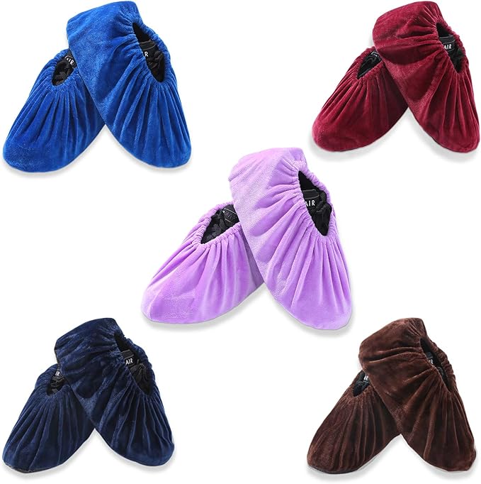 5 Pairs Reusable Non Slip Shoe Covers, Premium Soft Washable Thickened Boot by Lusanville