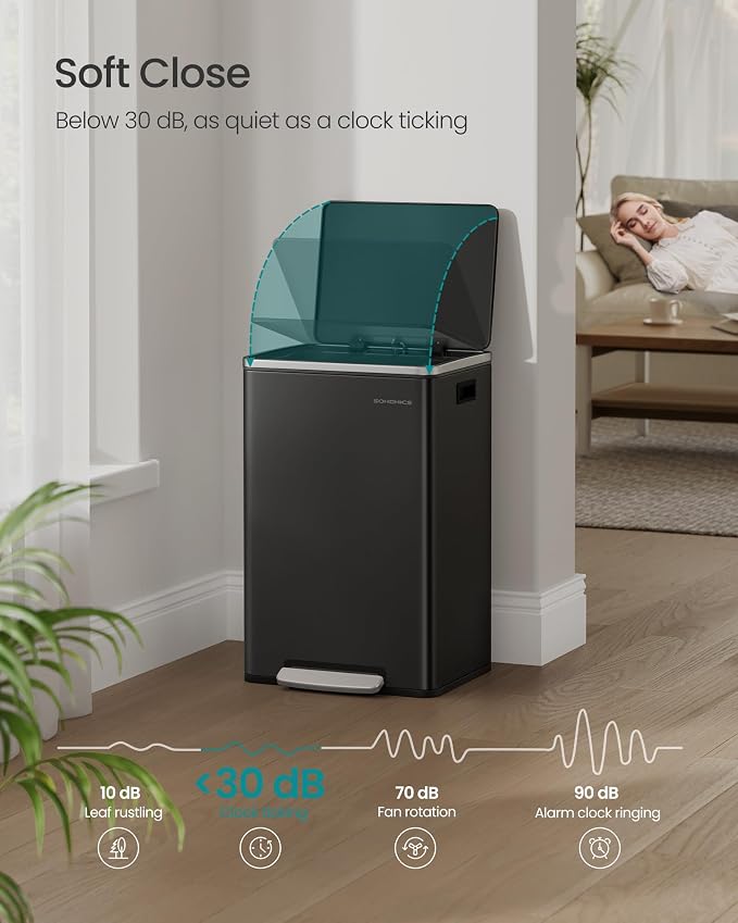 SONGMICS Trash Can, 13-Gallon Gabbage Can, - Image 3