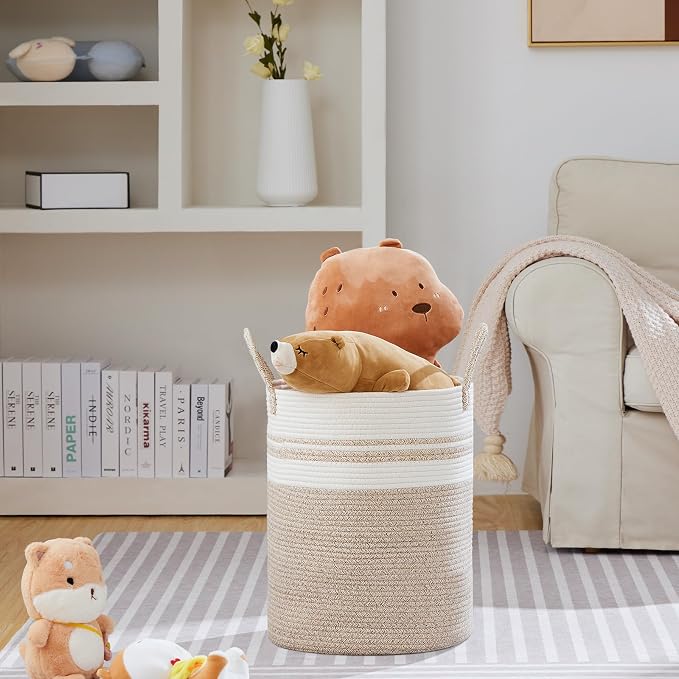 VIPOSCO Large Laundry Hamper, Tall Woven Rope Storage Basket - Image 2