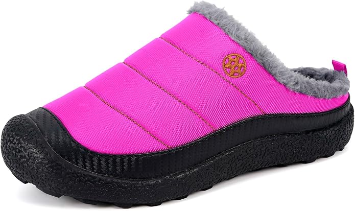 Womens Mens House Slippers Slip on Snow Winter Warm Fully Fur Lined Slippers by Eagsouni