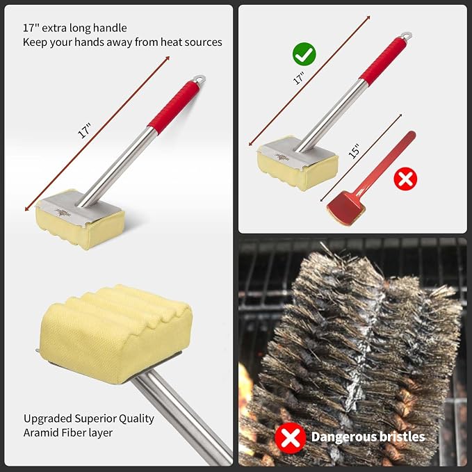 Grill Brush Bristle Free, Aramid Fiber Wavy Pad Seamless-Fit Cast - Image 7