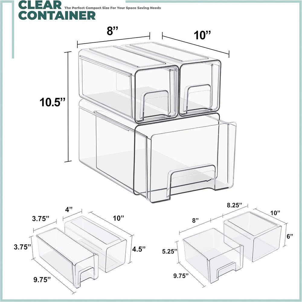 Sorbus Clear Stackable Storage Drawers (1 Large + 2 Small)
