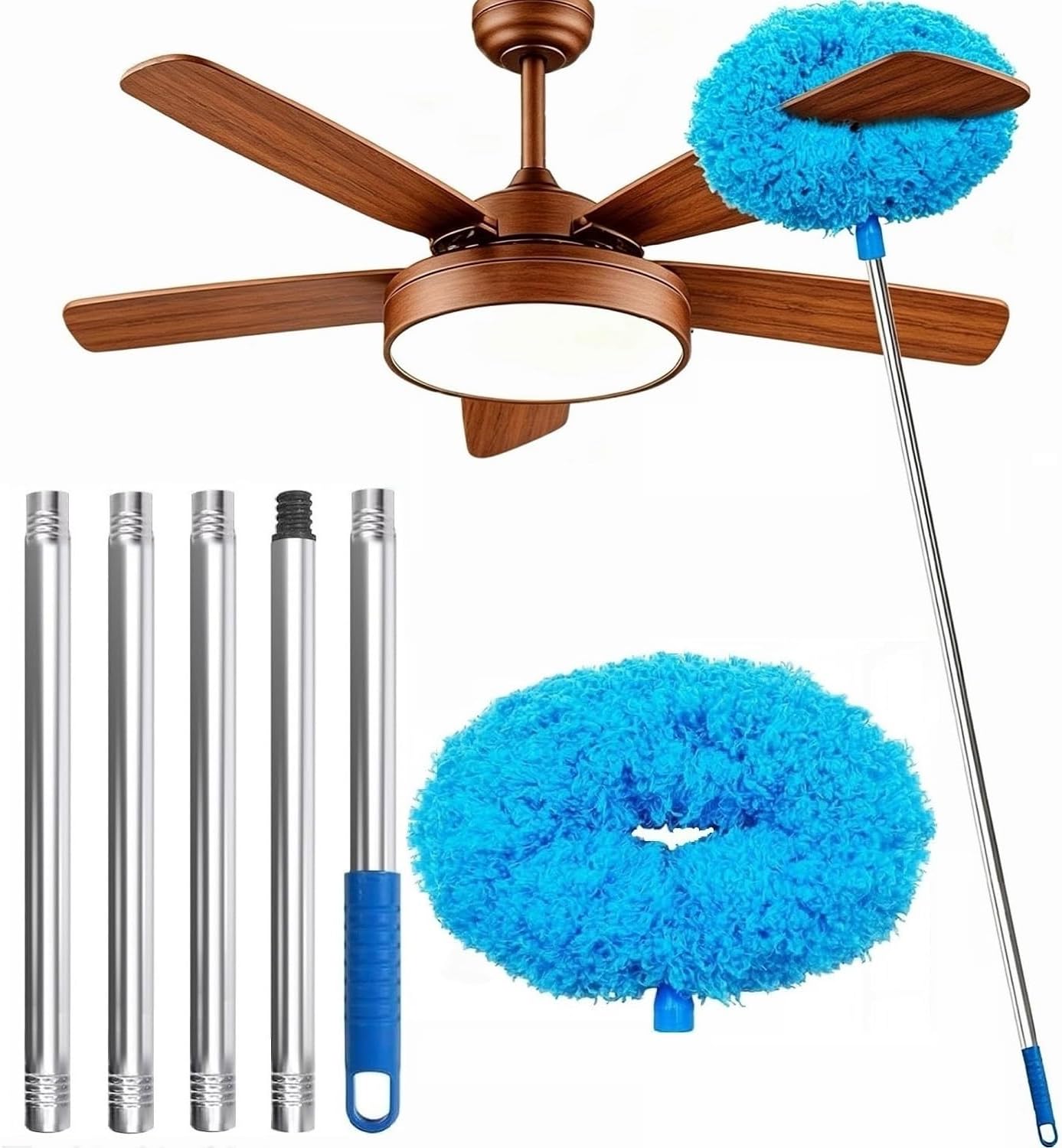 64.15" Adjustable Ceiling Fan Duster,Washable Reusable Microfiber,Ladderless