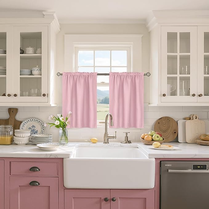 BGment Baby Pink Blackout Curtains 36 Inch Length - Image 2