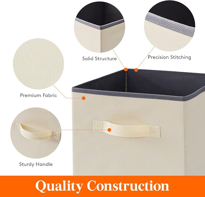 Lifewit Collapsible Fabric Storage Cubes Bins Set 11 Inch, Foldable Cubby - Image 3