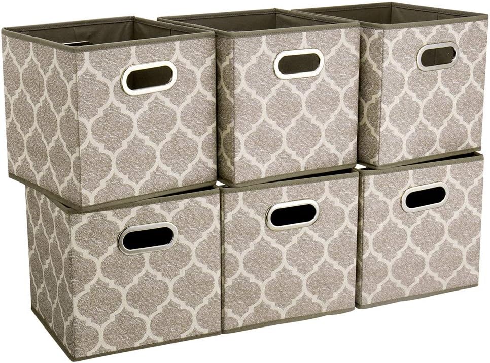 Storage Cubes Bins Fabric 13x13 Inch Brown Storage Boxes Foldable Storage Bas...