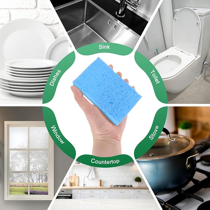6-Pack Kitchen Sponges, Condense Eco Cellulose Non-Scratch Scrub Heavy Sponge - Image 6