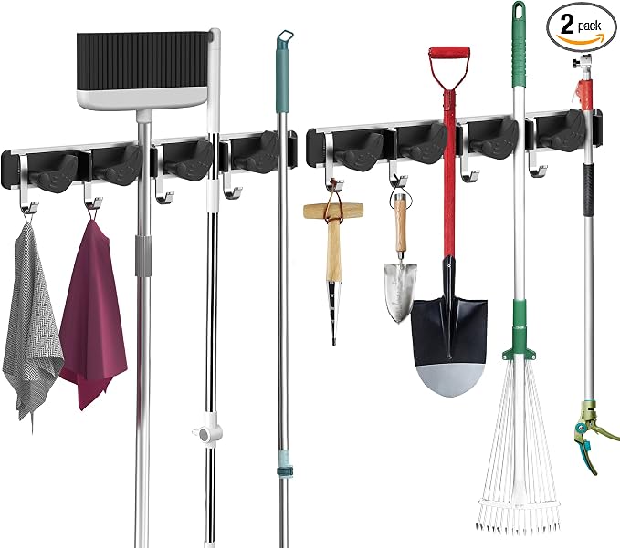 2-Pack Metal Mop Broom Holder Wall Mount by GARLWOLX