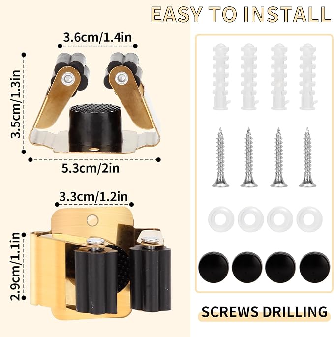 4pcs Anti-Slip Broom and Mop Holder, Wall Mounted Utility Rack - Image 2