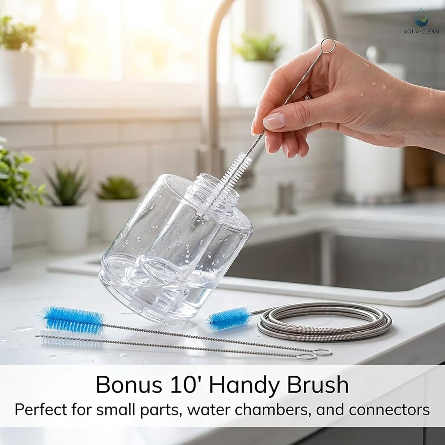 67" Flexible Drain Brush Set, Double Ended Long Hose Pipe Cleaner with 2 Pcs 8.2" Straw Cleaning Brushes, Nylon Tube Cleaner Tool for Refrigerator Defrost, Aquarium Filter, Sink Drain