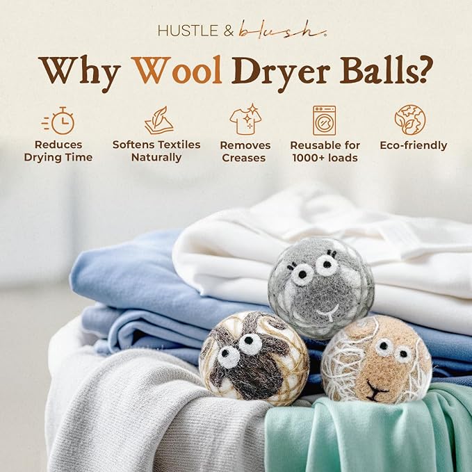 Fluff Ewes Wool Dryer Balls 3 Pack Premium New Zealand Wool Laundry Balls - Image 2