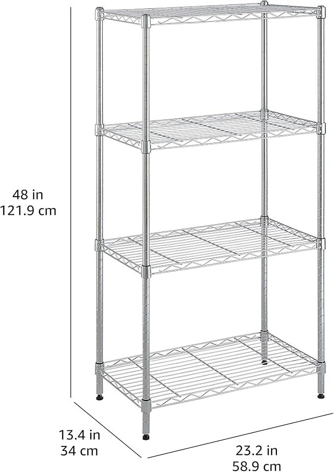 Amazon Basics 4-Shelf Adjustable, Storage Shelving Unit, Steel Organizer Wire - Image 8