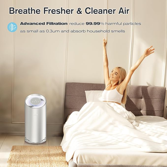 Aluminum Housing Air Purifiers for Home Bedroom Cover 1375ft². Washable - Image 4