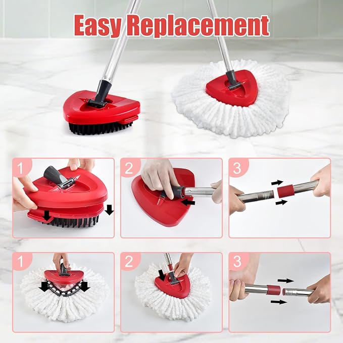 Spin Mop Heads Replacements for O Ceda EasyWring 1-Tank System, 4-Section - Image 5