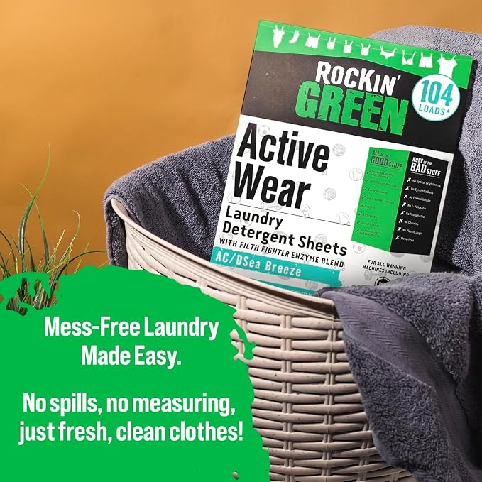 Rockin' Green Active Wear Travel Laundry Detergent Sheets - Image 3