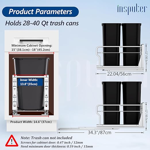 Insputer Dual Pull Out Trash Can Under Cabinet - Image 2