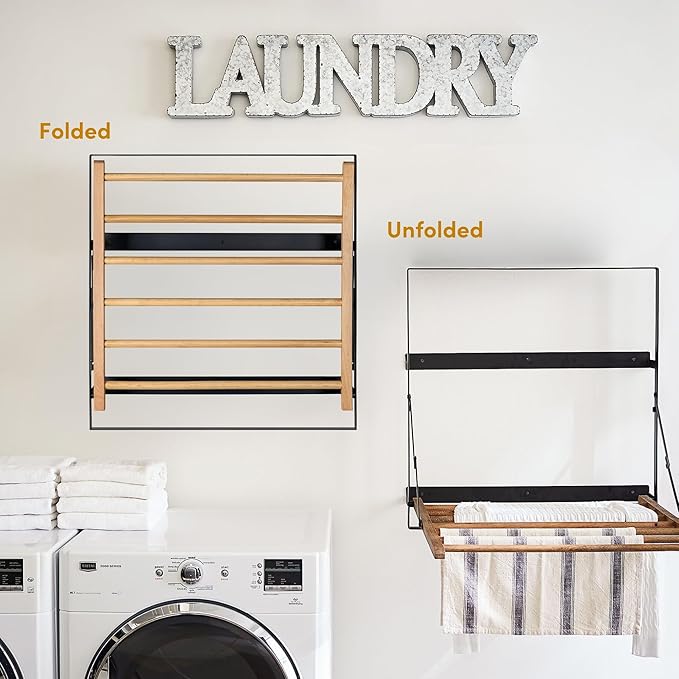 TOMACE Wall Mounted Clothes Drying Rack Laundry Drying Rack Collapsible - Image 3