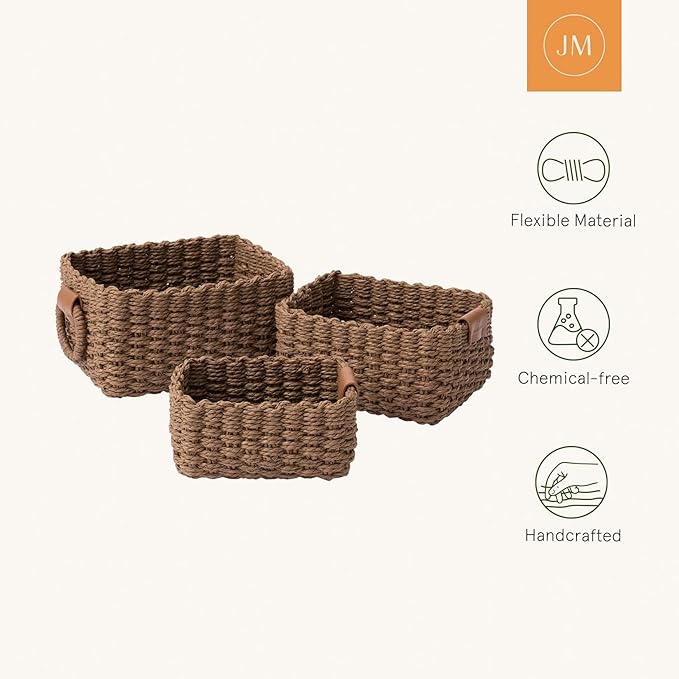 LA JOLIE MUSE Woven Storage Baskets, Recycled Paper Rope Bin Organizer Divider - Image 5