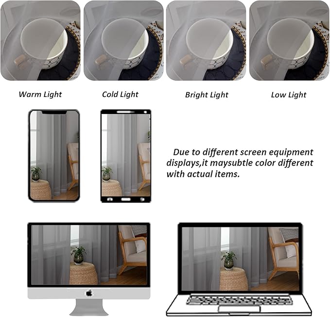 Chyhomenyc Sheer Grey Curtains 84 inches Long 2 Panels Set, Lightweight Solid - Image 5