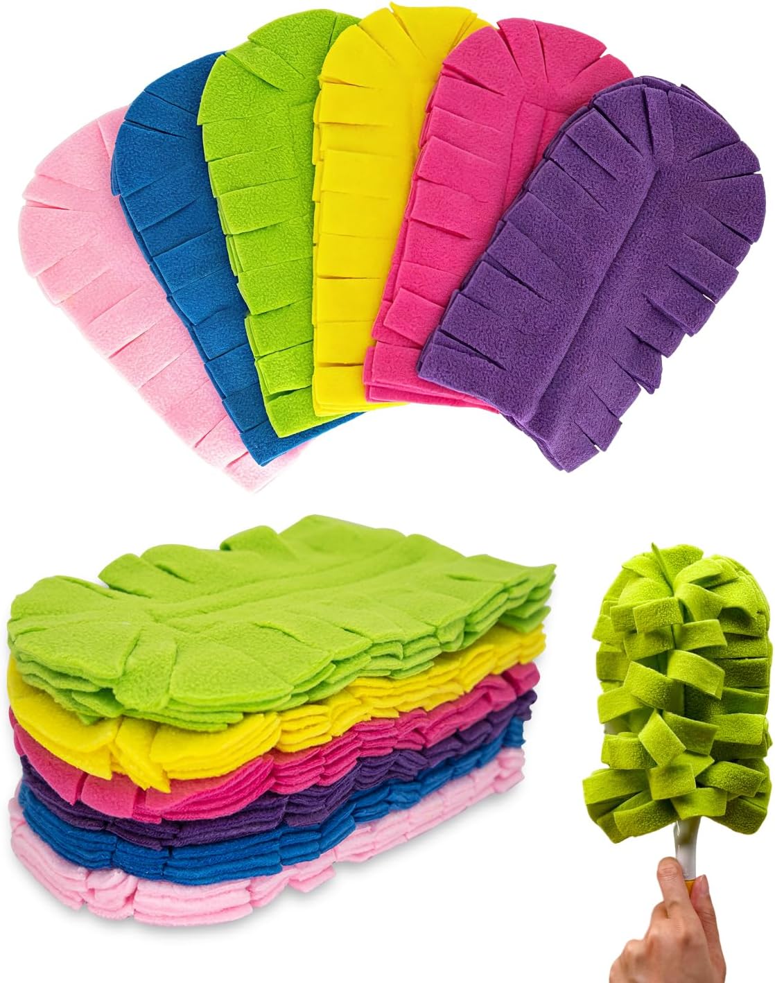 6 PCS Reusable Duster Refills Compatible with Swiffer, Washable Fleece Duster Pads 360 Heavy Duty Duster Refills for Fan, Window, Furniture, Floor Car Dust Cleaning (Handle is Not Included)