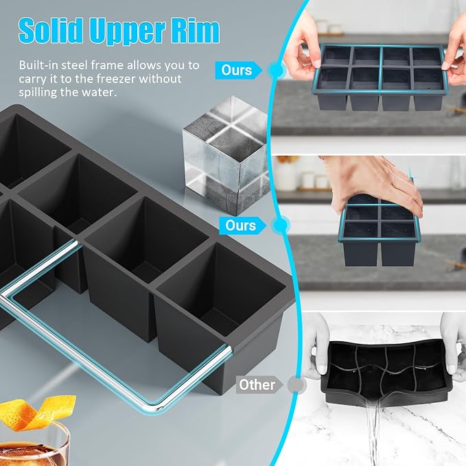 Large Ice Cube Trays for Whiskey: FDDAI Big Silicone Ice Cube Trays - Image 4