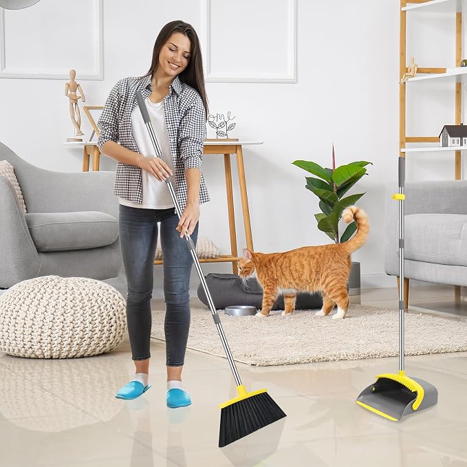NACENA Broom and Dustpan Set, 52-in Long Adjustable Handle Broom Dustpan Combo - Image 7