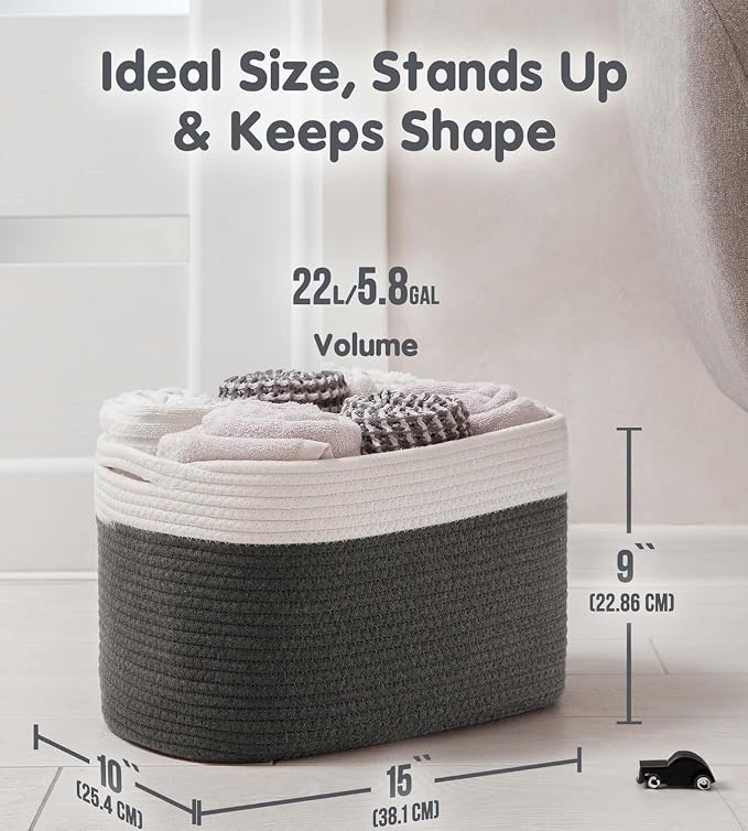 CHAT BLANC Cotton Rope Baskets for Organizing | Storage Baskets for Shelves | - Image 2