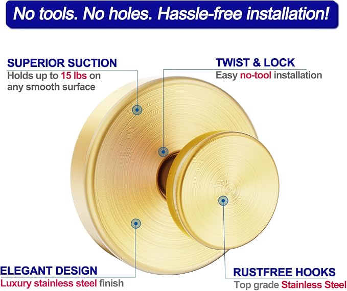 Suction Cup Hooks for Shower, Towel Hooks for Bathroom Window Glass, Bath Robe - Image 5