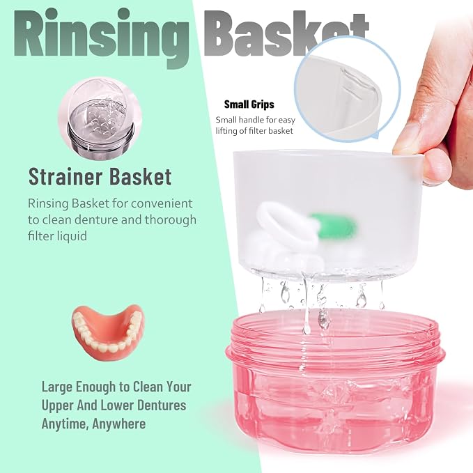 No Leak & Non-Slip Partial Denture Case Retainer Bath Box Cup, Denture Soaking - Image 4