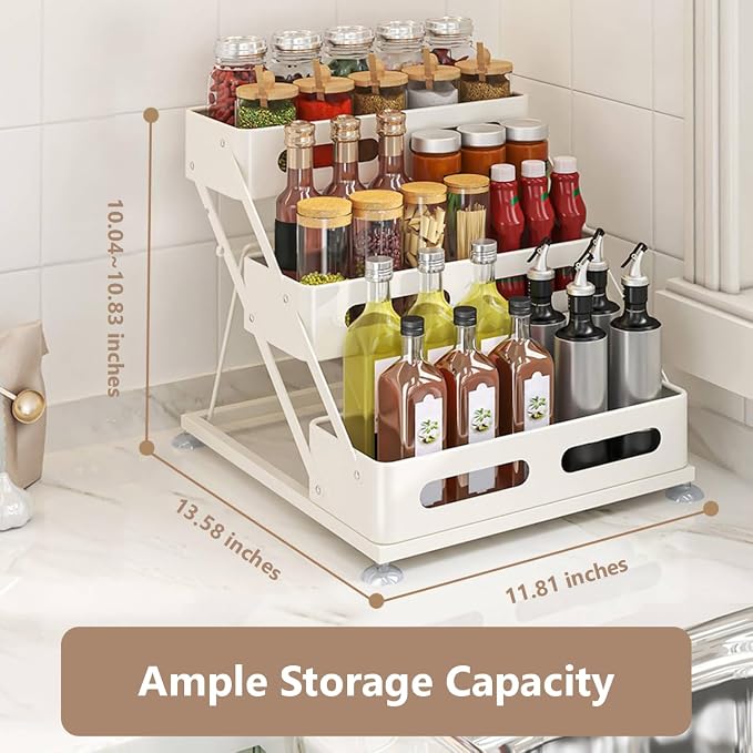 3 Tier Foldable Spice Rack for Countertop Iron Kitchen Seasoning Organizer for - Image 3