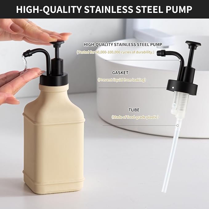 Enra Glass Soap Dispenser with Clear Window, 12oz Matte Stainless Steel Hand - Image 4