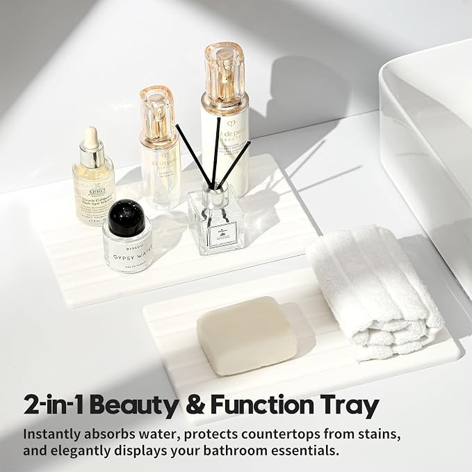 2PCS Water Absorbing Stone Drying Tray Mat - Image 6