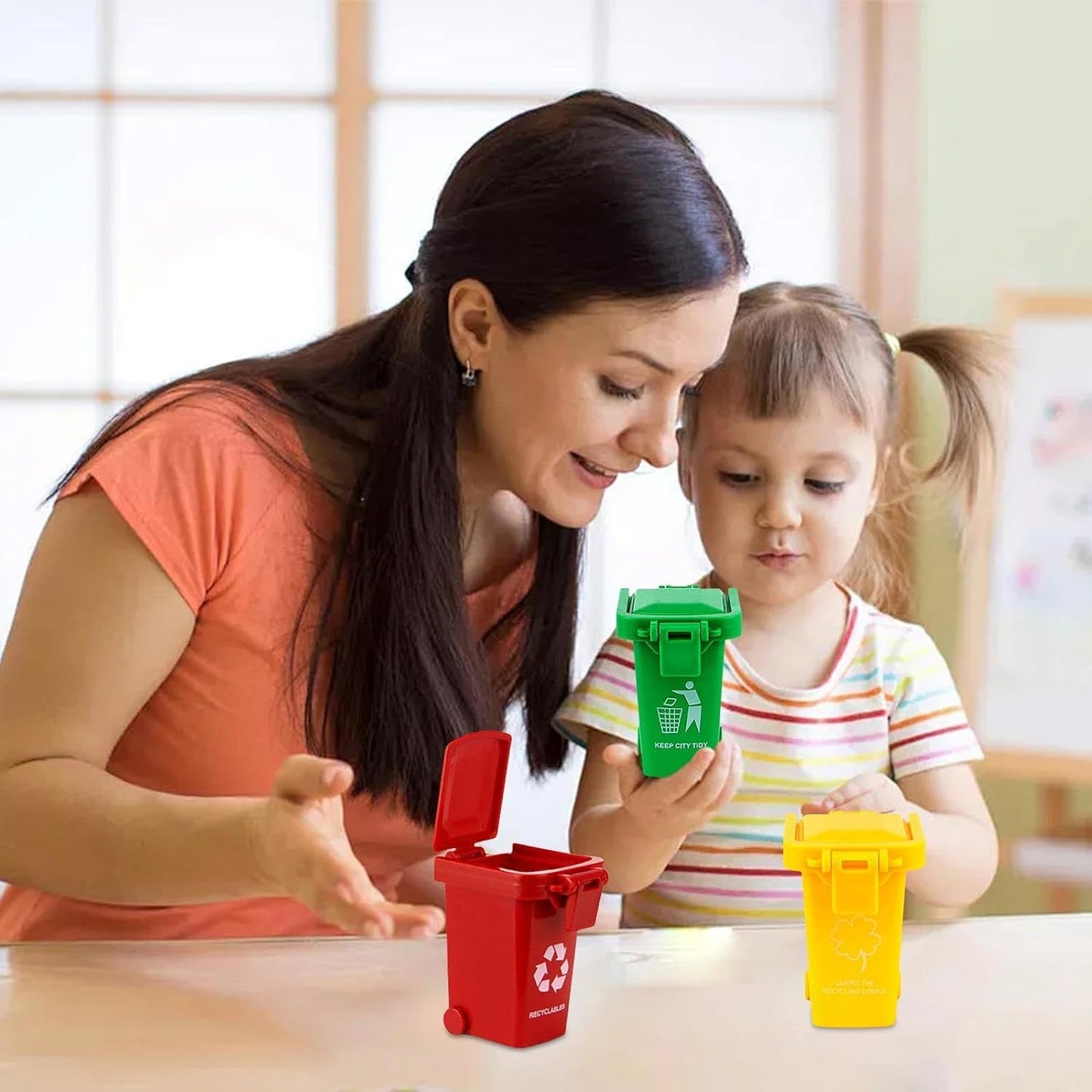 Toy Garbage Cans Waste Bucket Storage Holder | Vehicle Garbage Bin for Little Kids Desk Desktop Table Classroom Office Party