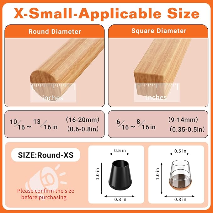 Chair Leg Floor Protectors Extra Small 16 Pcs, Silicone Chair Leg Protectors - Image 2