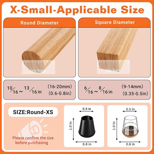 Chair Leg Floor Protectors Extra Small 24 Pcs, Silicone Chair Leg Protectors - Image 2
