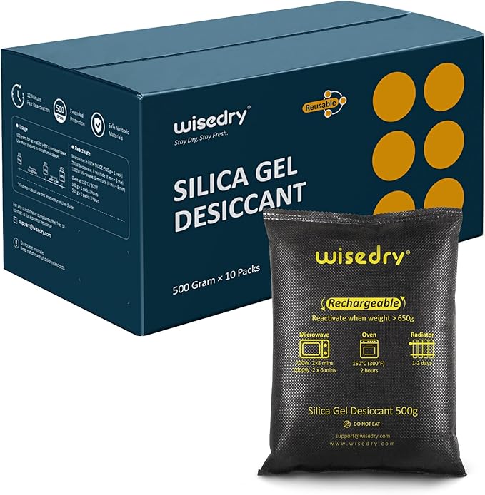 wisedry 10 x 500 Grams Rechargeable Silica Gel Car Dehumidifier, Microwave Fast by wisedry