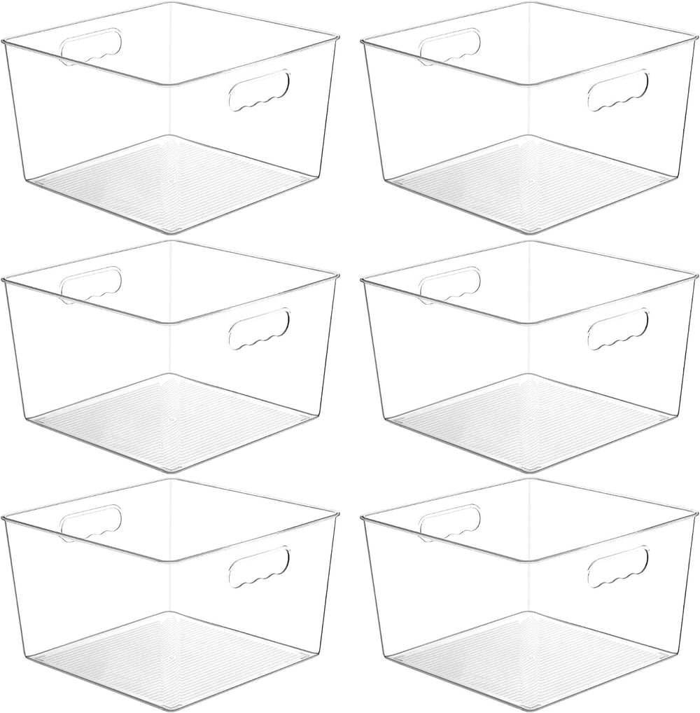 Vtopmart 6 Pack Extra Large Clear Plastic Storage Bins, 11x11 Cube Acrylic