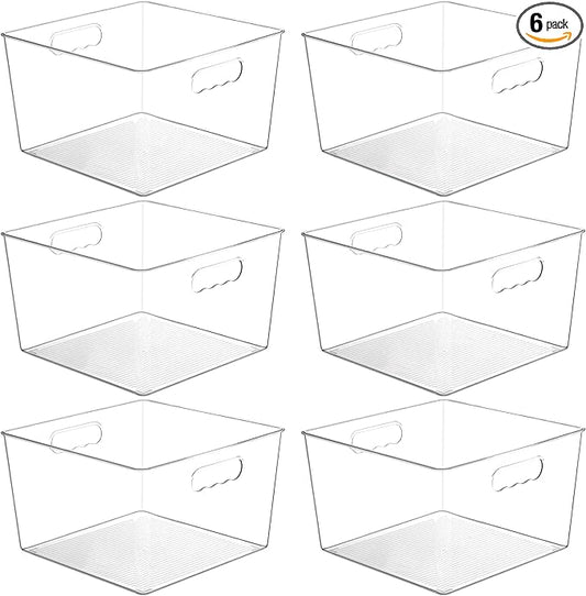 Vtopmart 6 Pack Extra Large Clear Plastic Storage Bins, 11x11 Cube Acrylic by Vtopmart