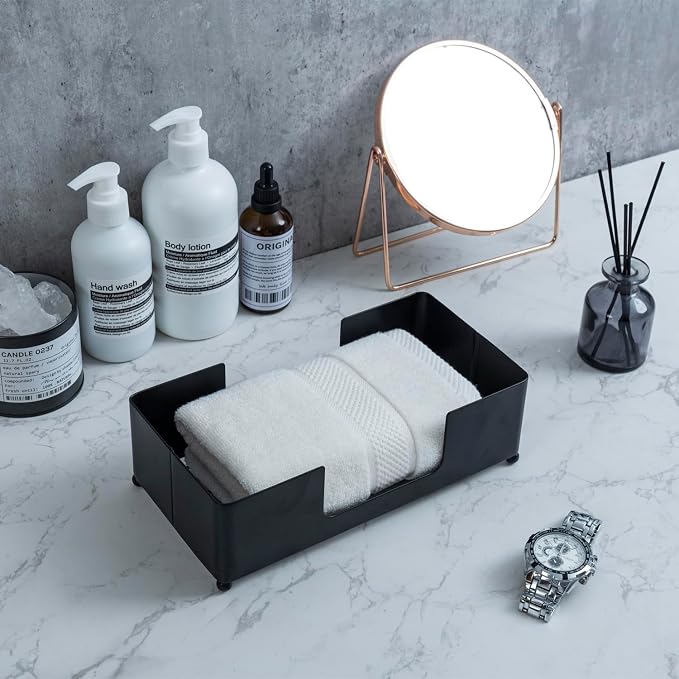 MyGift Modern Matte Black Metal Folded Paper Towel Holder - Image 3