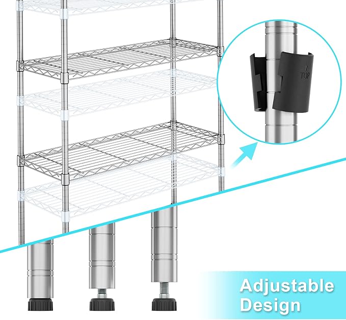 Auslar 4-Shelf Storage Wire Shelves Heavy Duty 4 Tiers Standing Shelving Units - Image 6