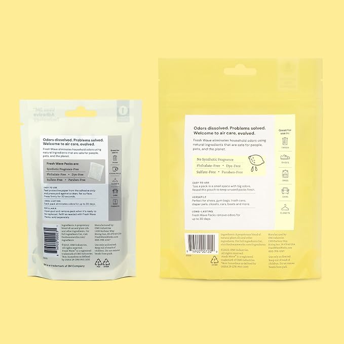 Fresh Wave Lemon Odor Eliminating & Deodorizing Packs | Bag of 6 & Fresh Pod - Image 8