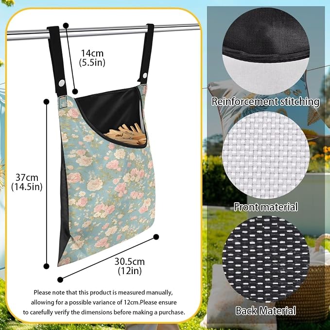 Clothes Pin Hanging Bag with Big Opening Storage Clothes Pins & Mini - Image 6