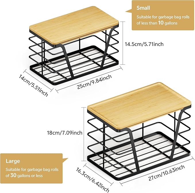 2 Pack Stackable Storage Laundry Kitchen Organizers, Wall Mount Trash Bag Holder - Image 2