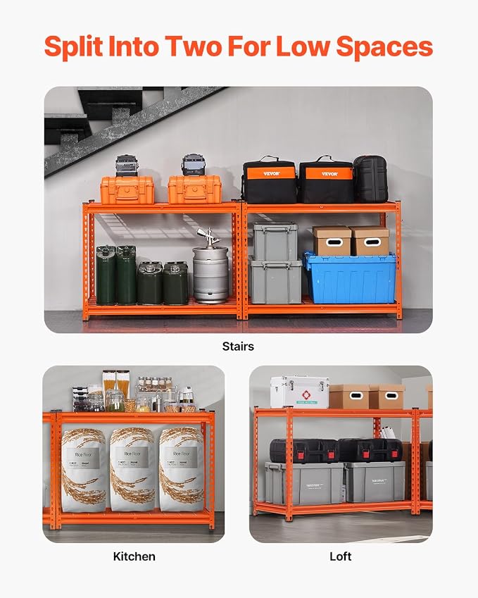VEVOR Storage Shelves, 2400 lbs, 4 Tier Heavy Duty Garage Shelving, - Image 6