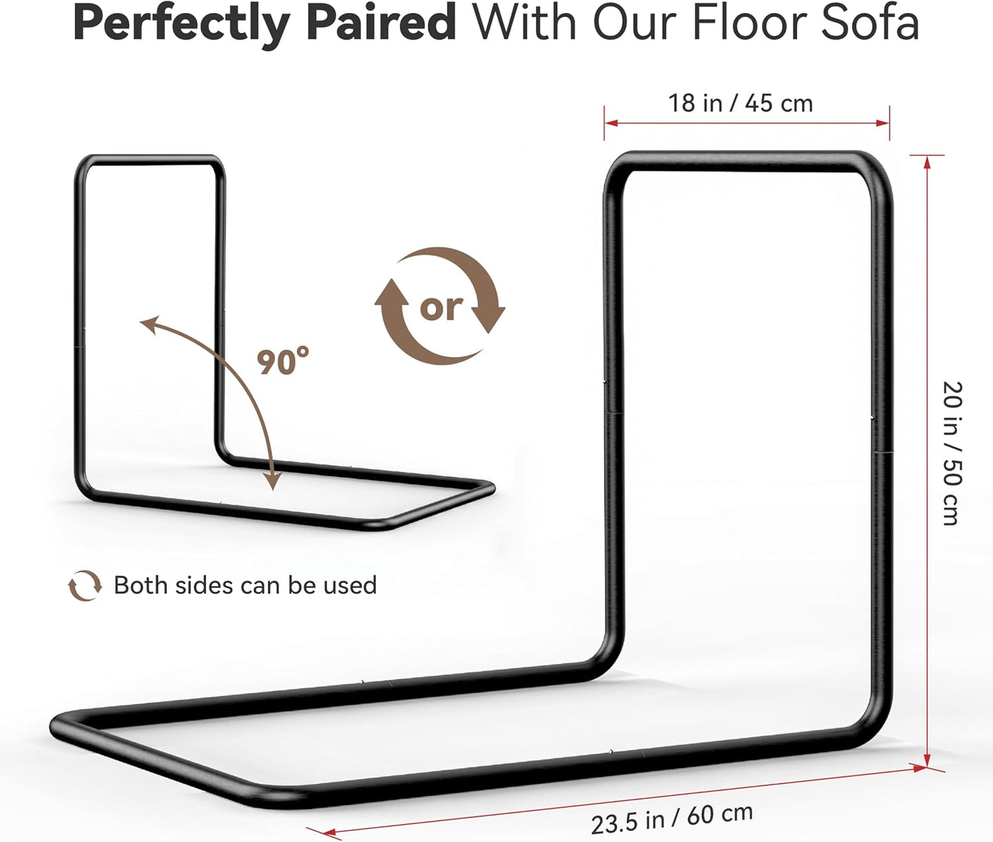 WOWMAX L-Shaped Metal Support Frame for Our Boho Floor Sofa, Freestanding Sofa Bracket Accessory, Easy Assembly, Sturdy Back Support, Sofa Not Included