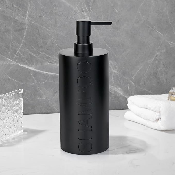 Matte Black Shampoo Dispenser Modern Refillable Pump Bottle - Image 6