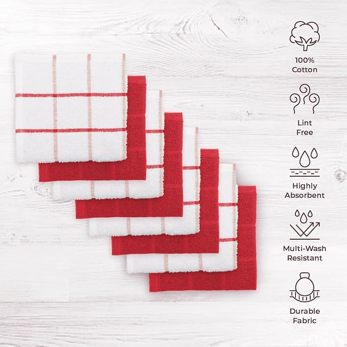 100% Cotton Terry Dish Cloth & Dish Towel, 6 Pack, Super Soft and Absorbent - Image 2