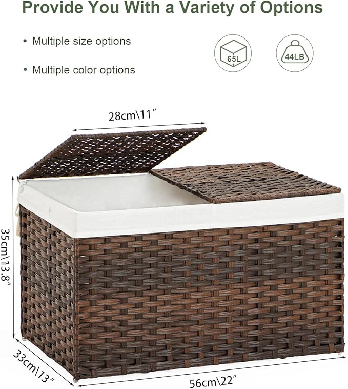 Storage Basket with Lid Rattan Woven Storage Baskets with 2 Separate Lids - Image 4