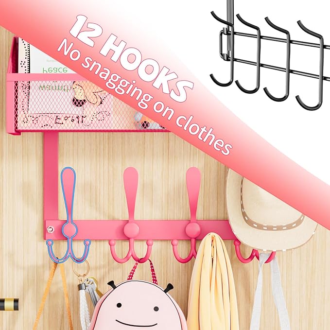 Over The Door Hooks Organizer, Coat Rack Over The Door Storage Hanger Towel Rack - Image 3